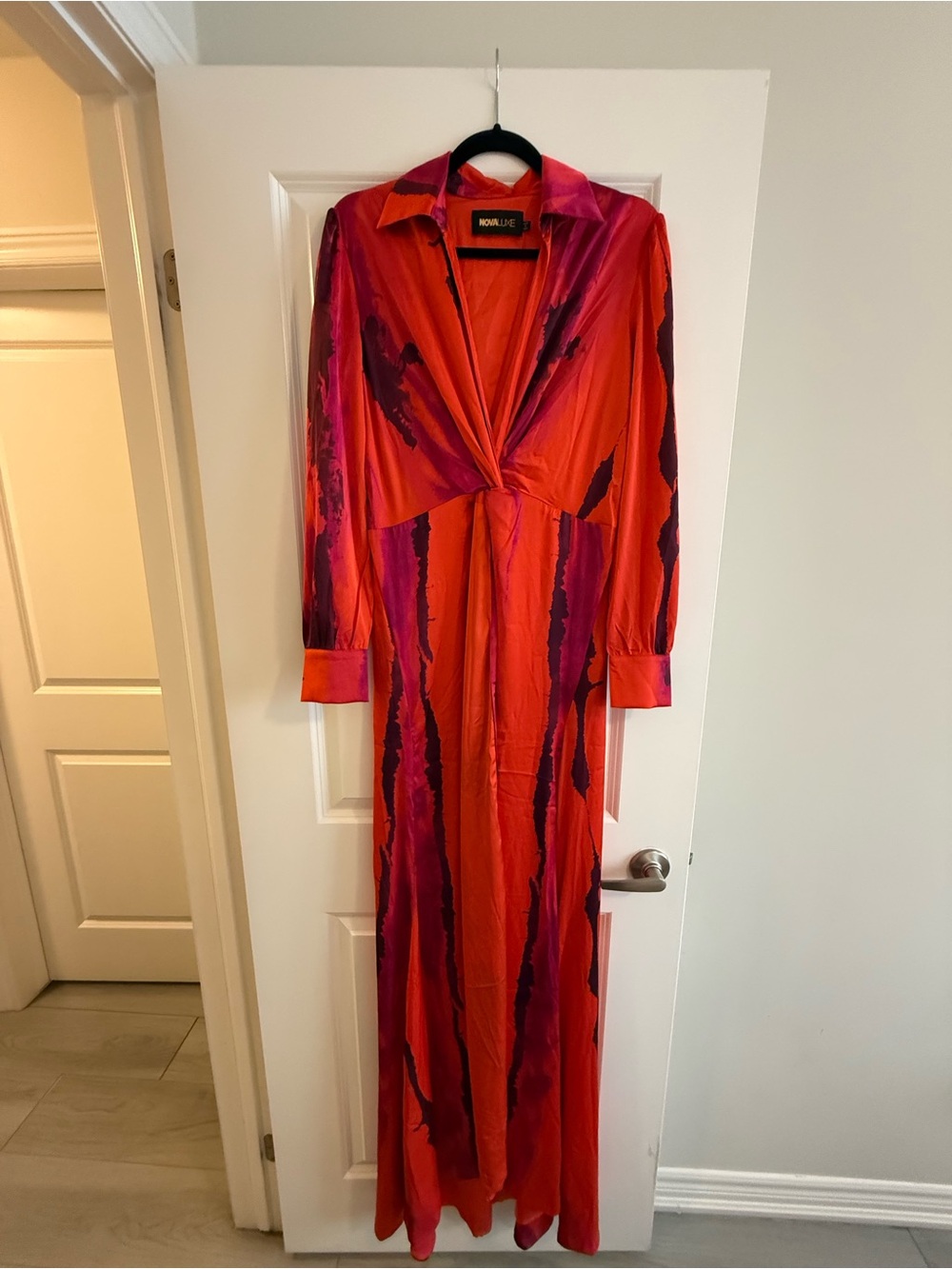 Fashion Nova Red & Pink Twist-Front Maxi Dress - Picture 2 of 5